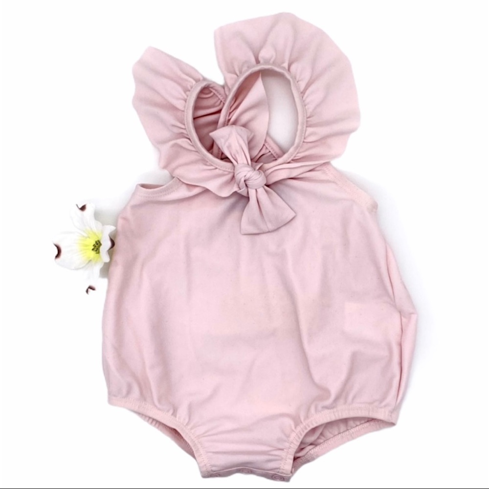 EUC Lili Gaufrette Ruffle Pink Bathing Suit, 3m